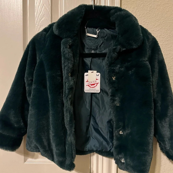 Emerald Green Faux Fur Jou Jou Jacket - size small. New with tags - Picture 4 of 8